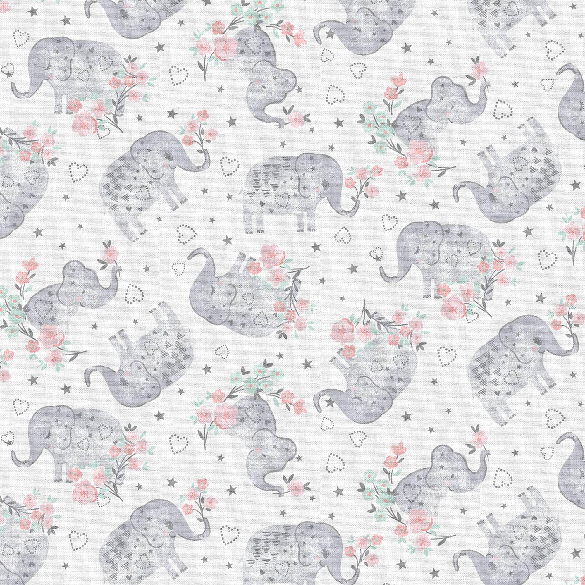 Fabric Editions White Elephant Cotton Fabric